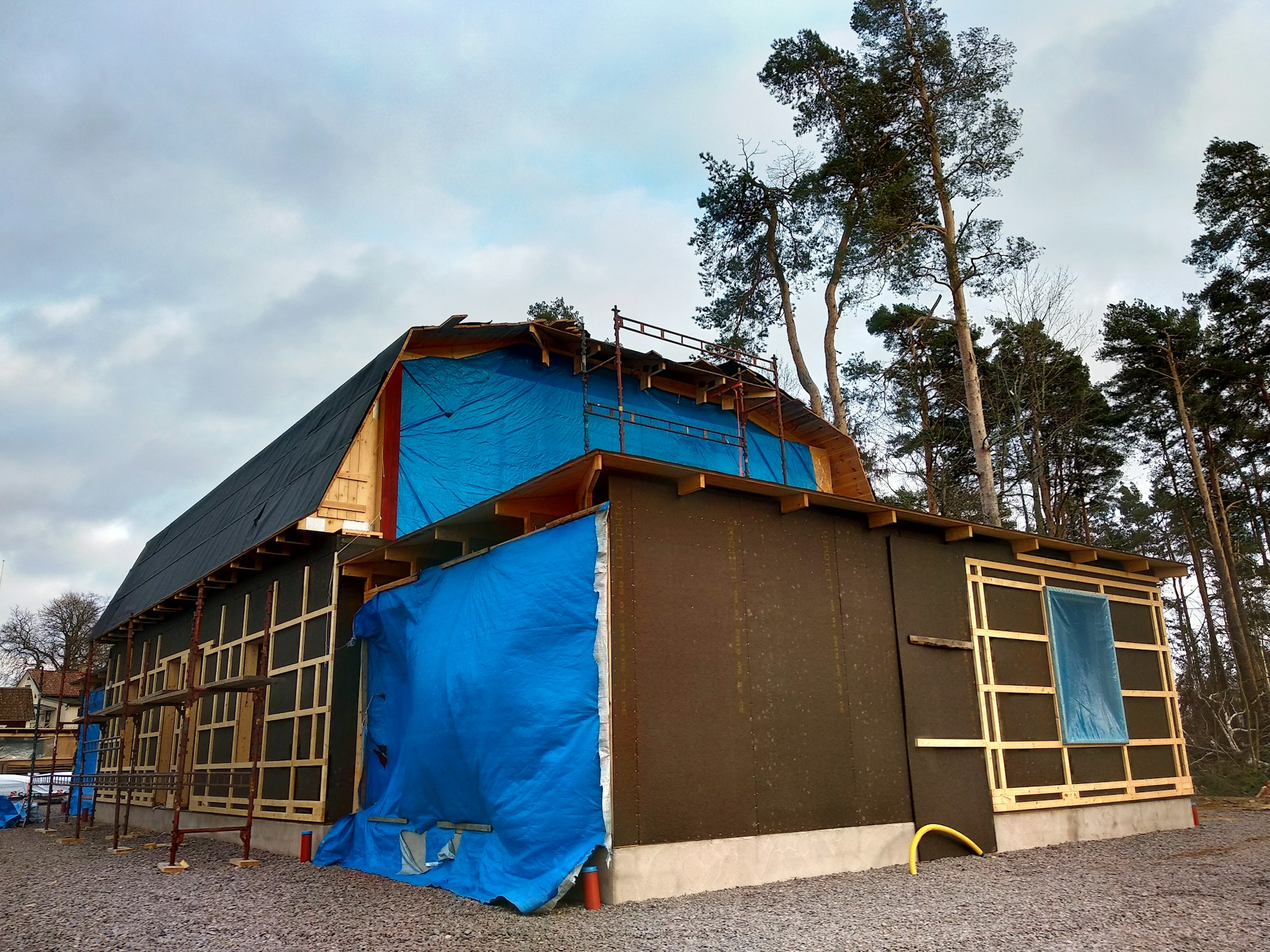 Wooden barn of house under renovation work.